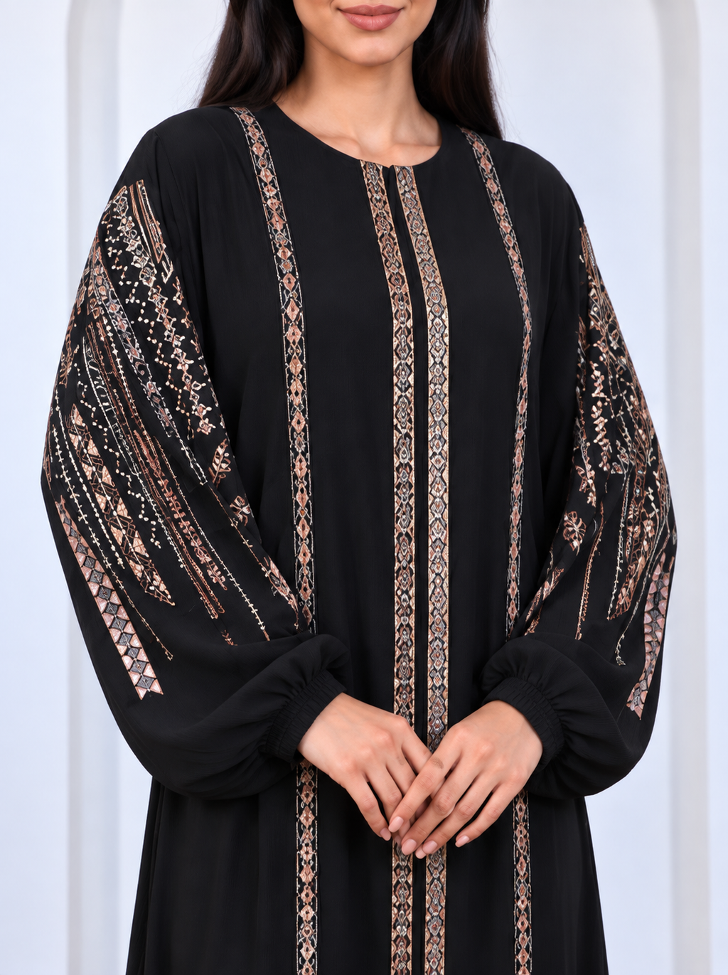 Odara Noor Embroidered Black Abaya