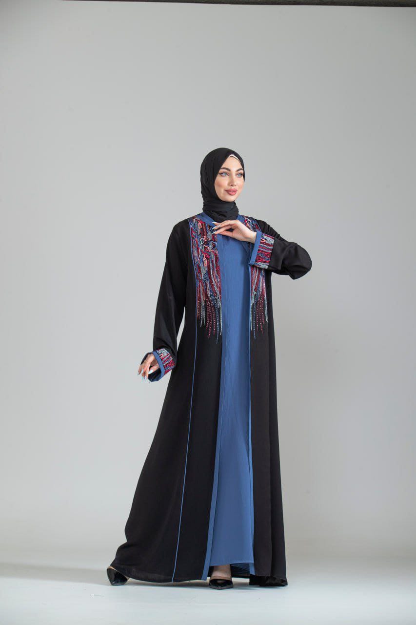 Two-piece embroidered women's abaya