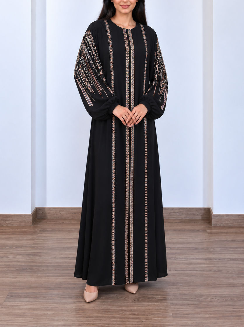 Odara Noor Embroidered Black Abaya