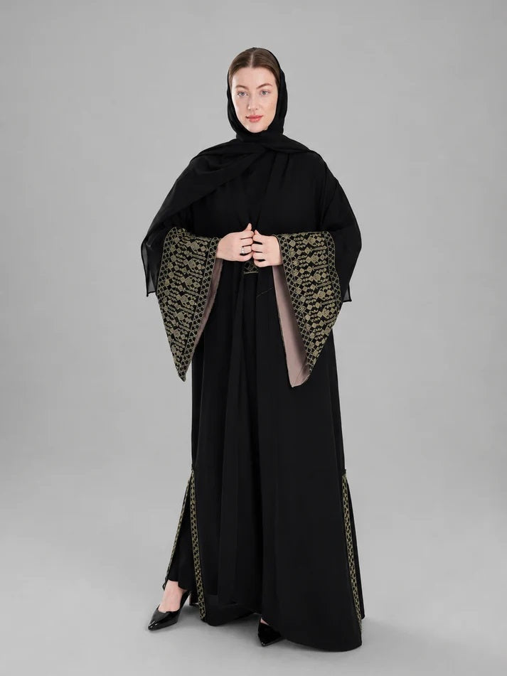 Embroidered two-piece abaya