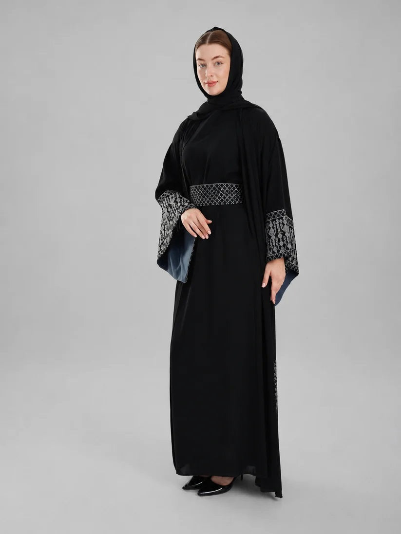 Embroidered two-piece abaya