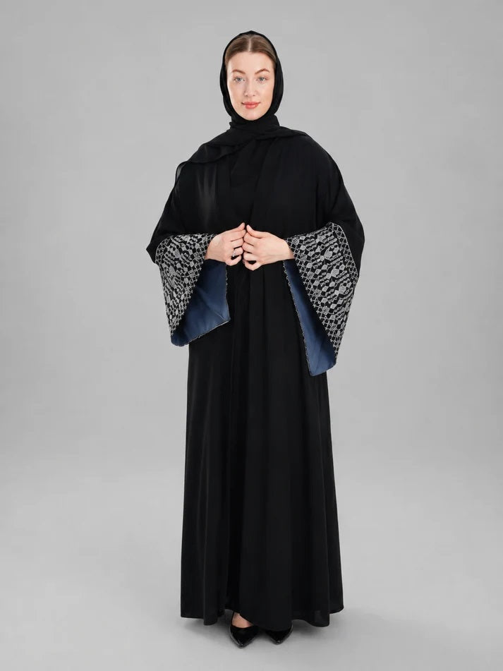 Embroidered two-piece abaya