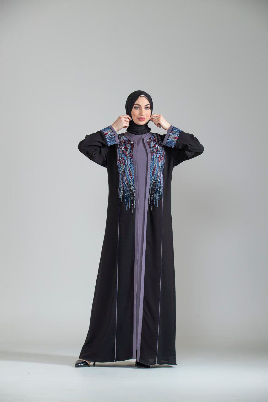 Two-piece embroidered women's abaya