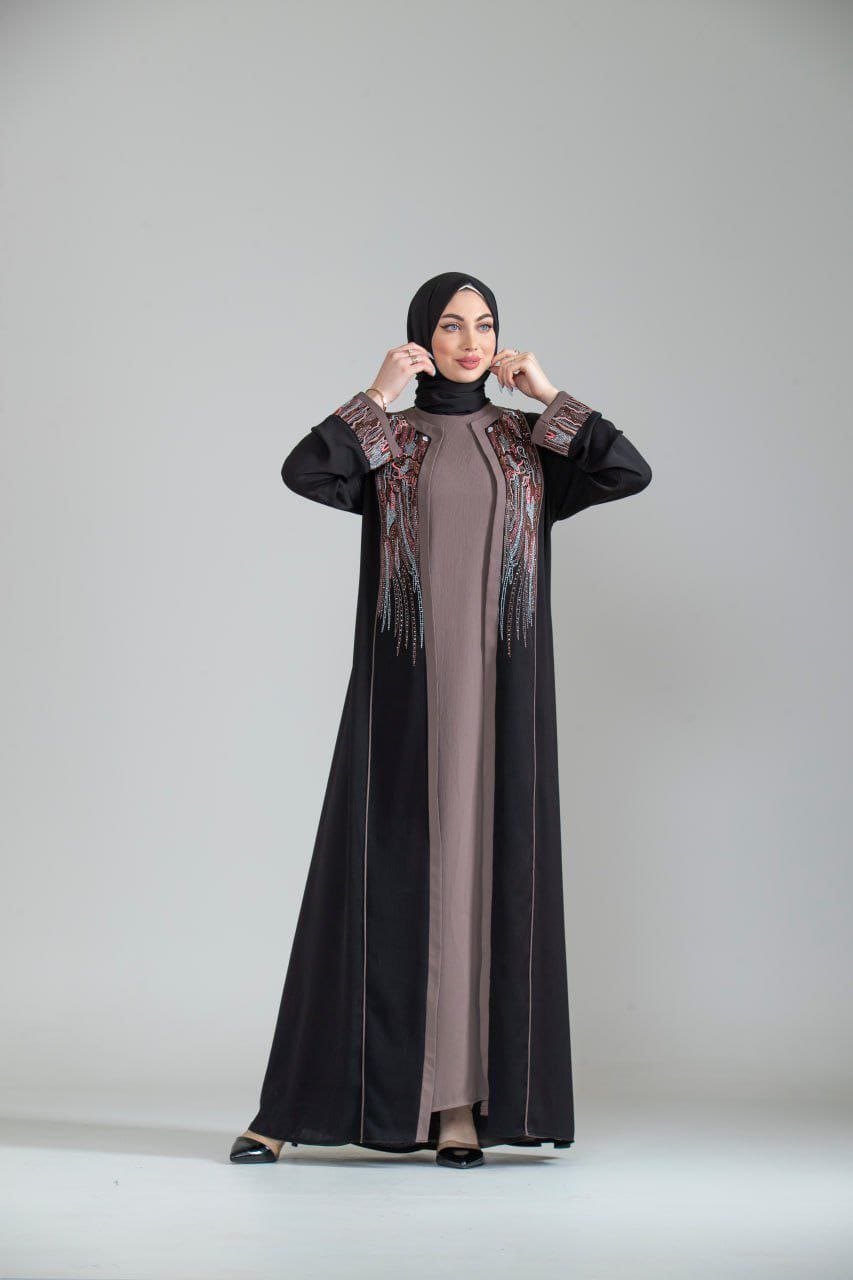Two-piece embroidered women's abaya