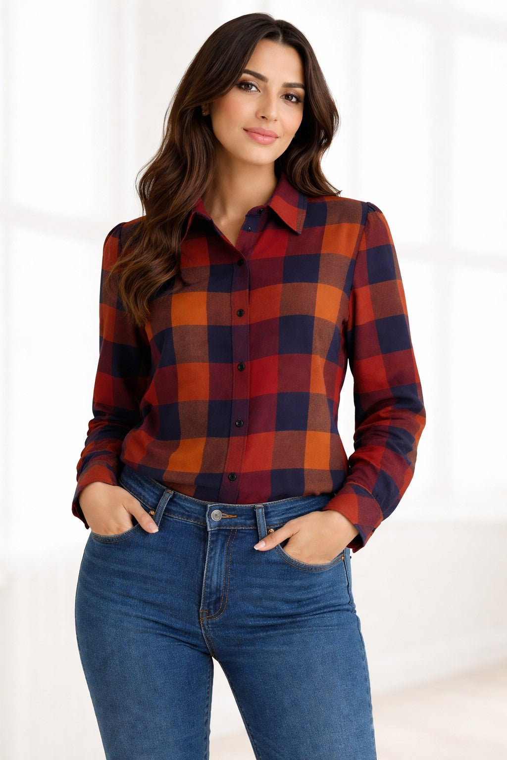 Plaid Button-Down Shirt